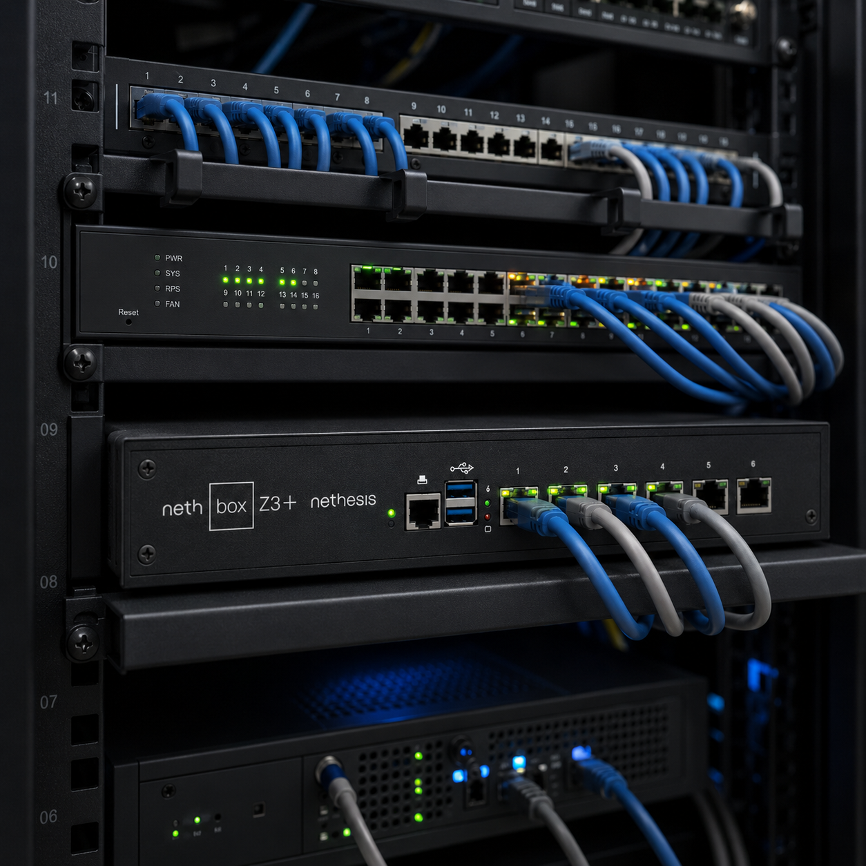 fw quadrato Firewall NethSecurity installato in armadio rack